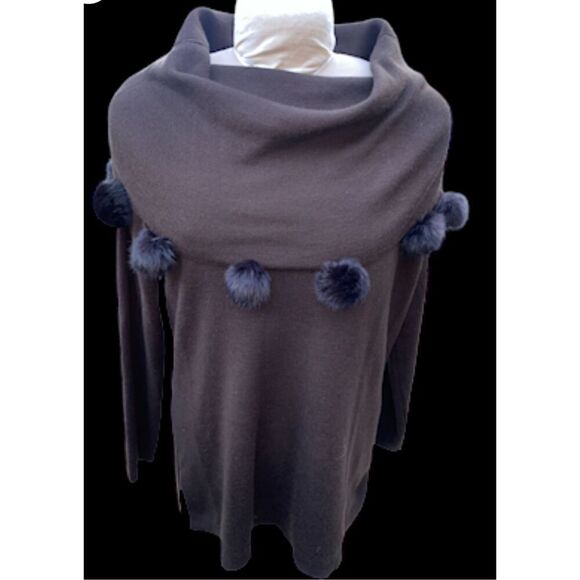 Pursuits Ltd. Merino Wool Sweater with Rabbit Fur AccentsBrown Sz XL Holiday Par - Picture 6 of 11